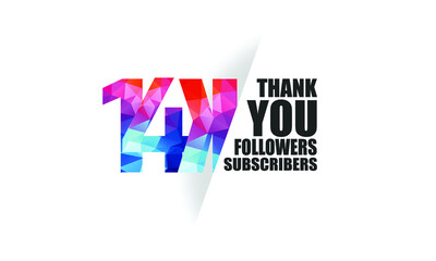 14K, 14.000 followers, subscribers design for internet, social media, anniversary and celebration achievement-vector