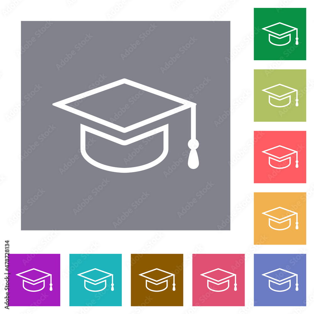 Wall mural graduation cap outline square flat icons