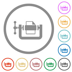 File compression solid flat icons with outlines