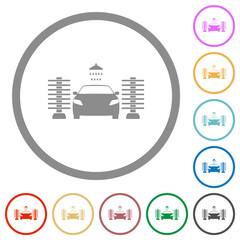 Car washing flat icons with outlines