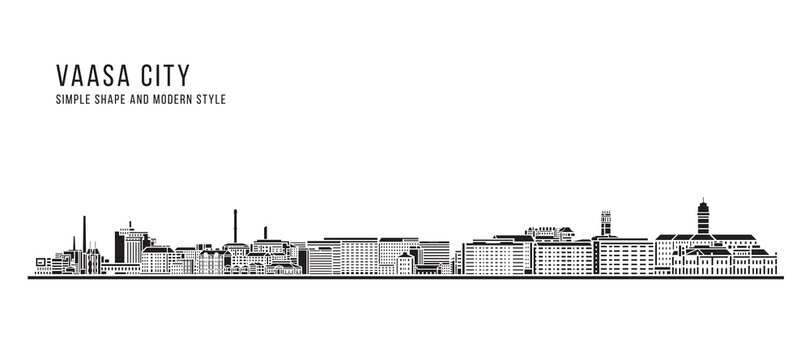 Cityscape Building Abstract Simple shape and modern style art Vector design - Vaasa city