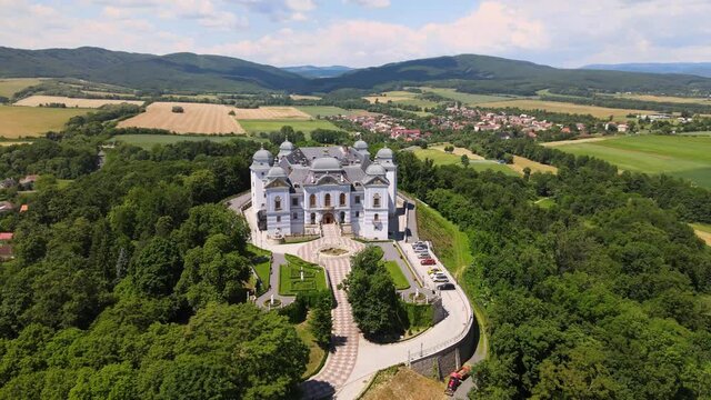 Aerial view of Halicsky Castle in the village of Halic in Slovakia