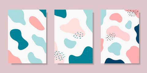 Collection of abstract backgrounds. Hand drawn various shapes and doodle objects. Vector illustration of trendy modern contemporary abstract. Stamp texture. Vector illustration