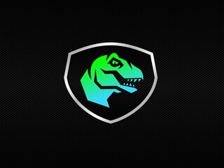 Modern raptor head badge logo with bright RGB colors