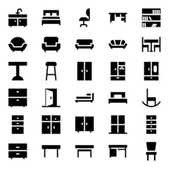 Glyph icons for furniture.