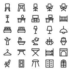 Outline icons for furniture.