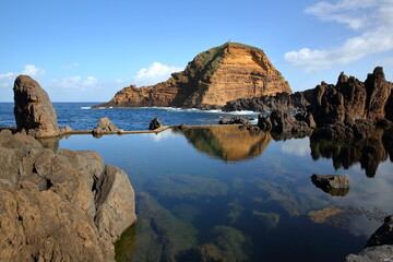 Natural swimming pools in Porto Moniz, located on the North coast of Madeira Island, Portugal