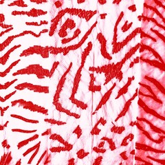 Tie Die Stripe. Abstract Leopard Pattern. Red Watercolor Strips. Red Zebra Picture. Passion Animal...