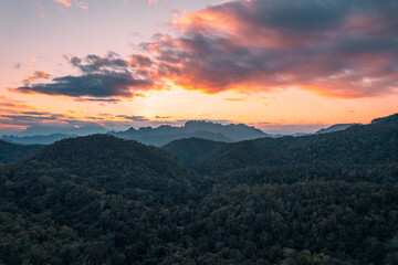 sunset scenery mountains and evening sky