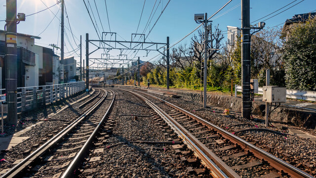 カーブした線路