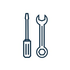 wrench and screwdriver icon.  graphic design on a white background.  repair equipment symbol.