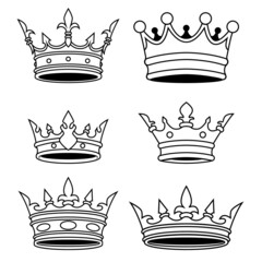 Illustration of king crown in monochrome style. Design element for logo, emblem, sign, poster, t shirt. Vector illustration © liubov