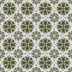 Lace seamless pattern hand-drawn. White lines on an olive background. Mosaic, tile. Oriental motifs. Design of the background, interior, wallpaper, textiles, fabrics, packaging.