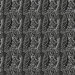 Beautiful black and white pattern of sinuous lines. Hand-drawn ornament. Stylish fashionable design of background, template, fabric, textiles, curtains, wallpaper.