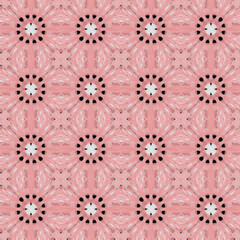 Botanical seamless hand-drawn drawing. Delicate pink ornament of mandalas, flowers, convolutions. Cute design of background, interior, wallpaper, textiles, fabric, packaging.