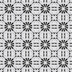 Seamless geometric pattern of mandalas, circles. A black ornament on a white background, hand-drawn. Retro style. Design of the background, interior, wallpaper, textiles, fabric, packaging.