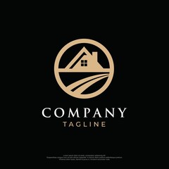 Real estate logo with a circle style and black background