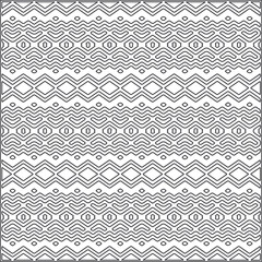  Vector ethnic pattern with symmetrical elements . Repeating geometric tiles from striped elements.Monochrome texture.Black and white pattern for wallpapers and backgrounds.