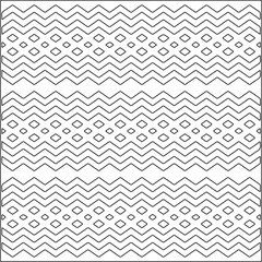  Vector ethnic pattern with symmetrical elements . Repeating geometric tiles from striped elements.Monochrome texture.Black and white pattern for wallpapers and backgrounds.
