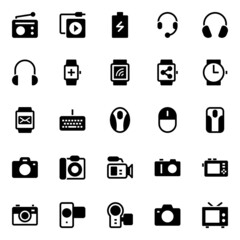 Glyph icons for gadgets and devices.