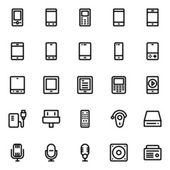 Outline icons for gadgets and devices.