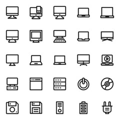 Outline icons for gadgets and devices.