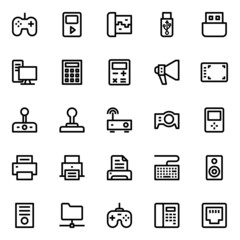 Outline icons for gadgets and devices.