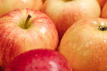 Apples fruit. Close-up of several beautiful fresh red apples