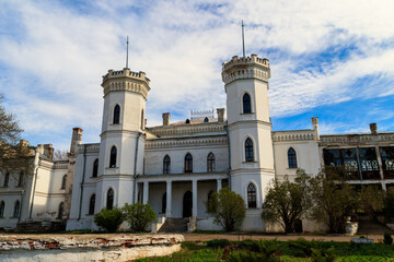 Fototapeta na wymiar Sharovka palace in neo-gothic style, also known as Sugar Palace in Kharkov region, Ukraine