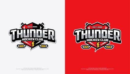 Thunder hockey club logo with thunderbolt and two color choice