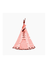 Editable Vector of Isolated Front View Native American Tent Illustration in Brush Strokes Style for Traditional Culture and History Related Design