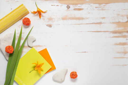 Orange Spa Composition On A Wooden Background