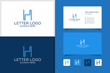 Fototapeta na wymiar letter H design logo and business card template. premium vector