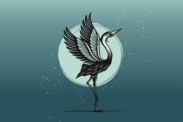 vector illustration heron