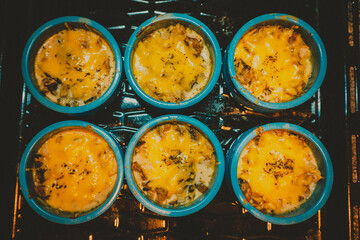 Julienne in a blue pot, indoor photo