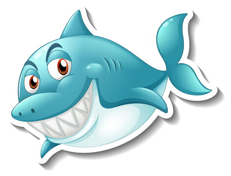 Smiling shark cartoon sticker