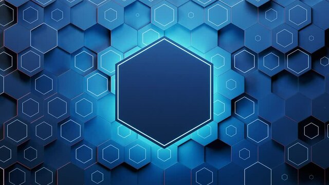 Hexagonal scientific and technological materials, 3d rendering.