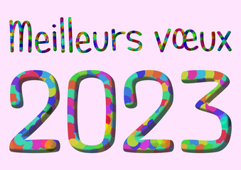 Carte rose sur laquelle est écrit meilleurs vœux pour l'année 2003