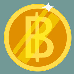 Thai Baht gold coin. Vector illustration