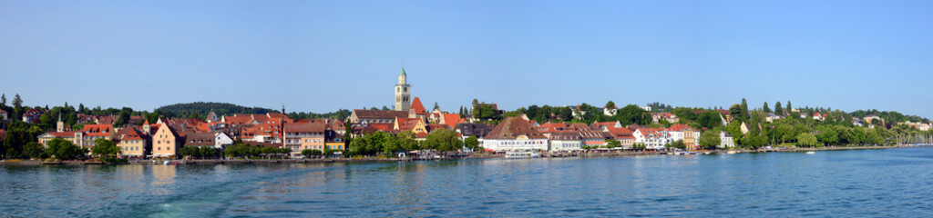 Obraz premium Überlingen am Bodensee, Blick zur Stadt, Panorama