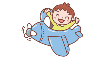 飛行機に乗る男の子