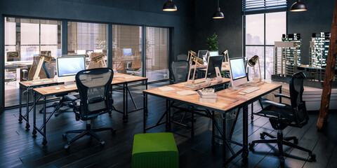 Architecture Office Interior in Design - Panoramic 3D Visualization