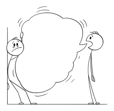 Talkative Person Talking Too Much, Vector Cartoon Stick Figure Illustration