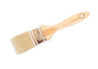 New paint brush isolated on white background. Top view.   