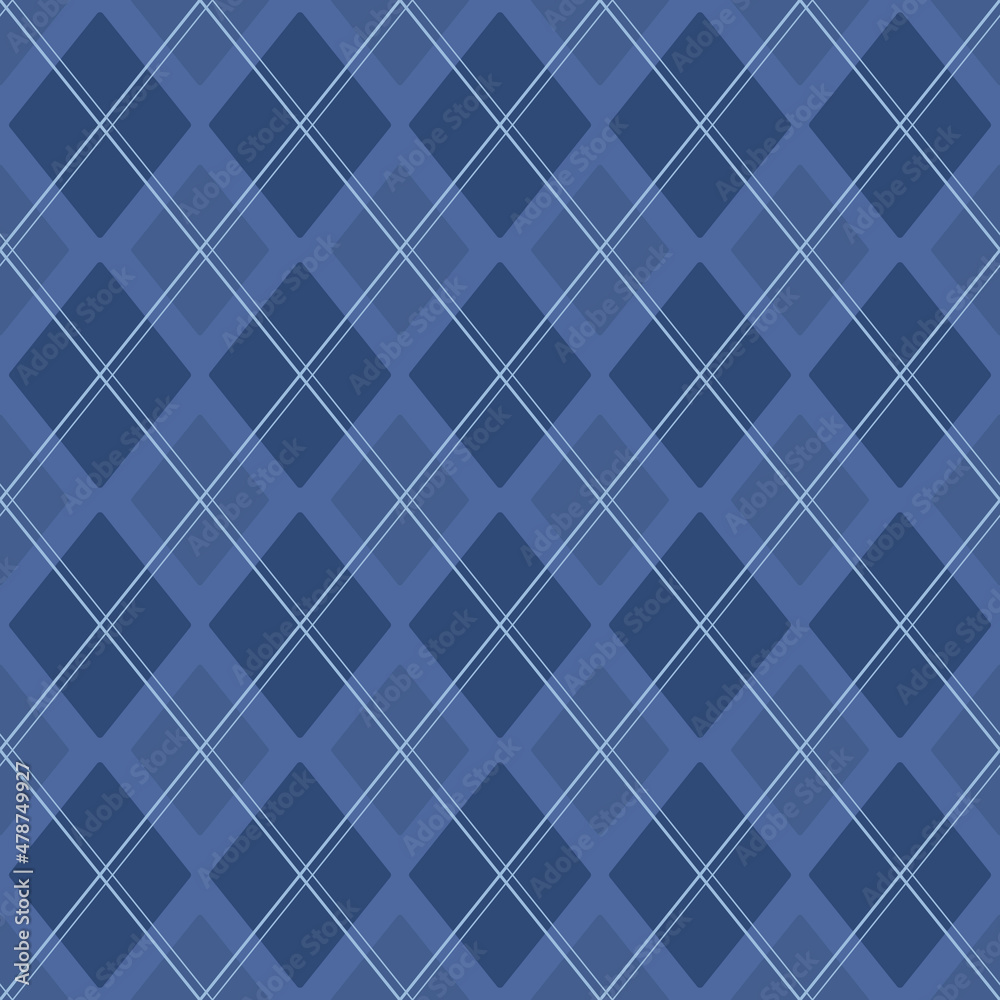 Fototapete argyle pattern blue colors. seamless vector textile or paper design. geometric stitched argyll graph