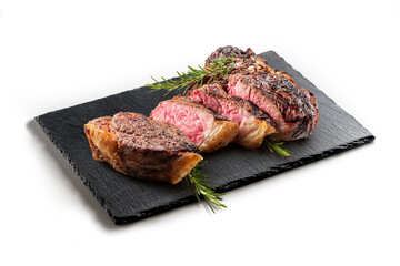 Fiorentina T-bone steak on Rectangular plate in black slate