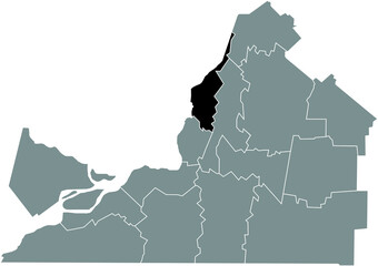 Black flat blank highlighted location map of the MARGUERITE-D'YOUVILLE Regional County Municipality inside gray administrative map of Montérégie, Quebec, Canada