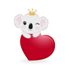 Cute Koala Bear with Heart. valentines day concept