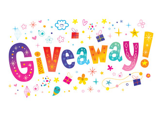 Fototapeta na wymiar giveaway banner with unique lettering