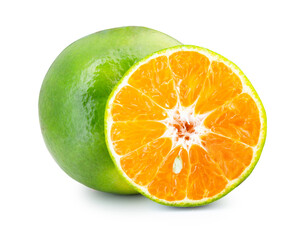 Green Orange fruit isolated on white background
